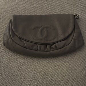 CHANEL Charcoal Leather Crossbody Bag